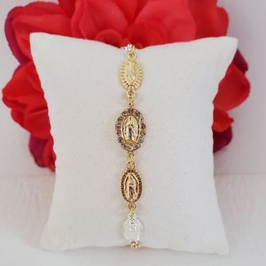 Tri Color Gold Plated Lady of Guadalupe Figure Bracelet